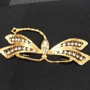 Goldtone dragonfly pin with Marquis Centerstone.